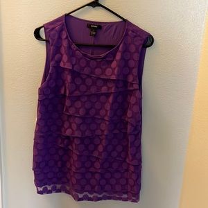 Women’s size Large Alfani 100% nylon, purple sleeveless top with front layers